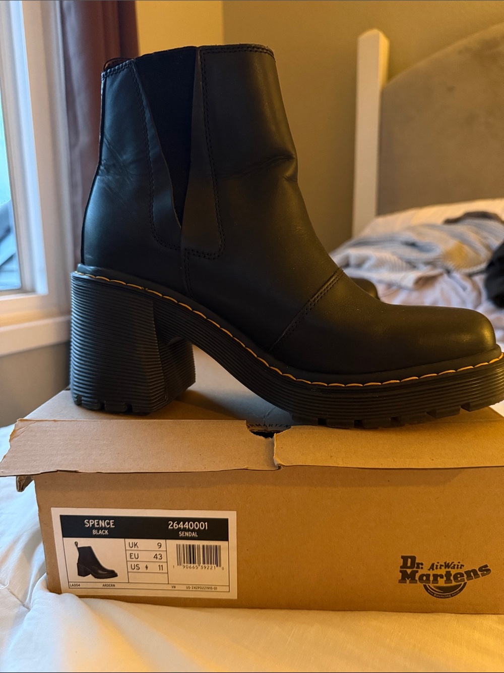 Dr. Martens Spence Black Chunky Heel Ankle Boots